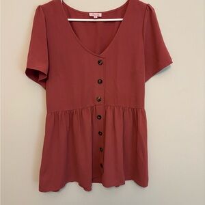 Pink Lily Dusty Rose Button-Up Blouse